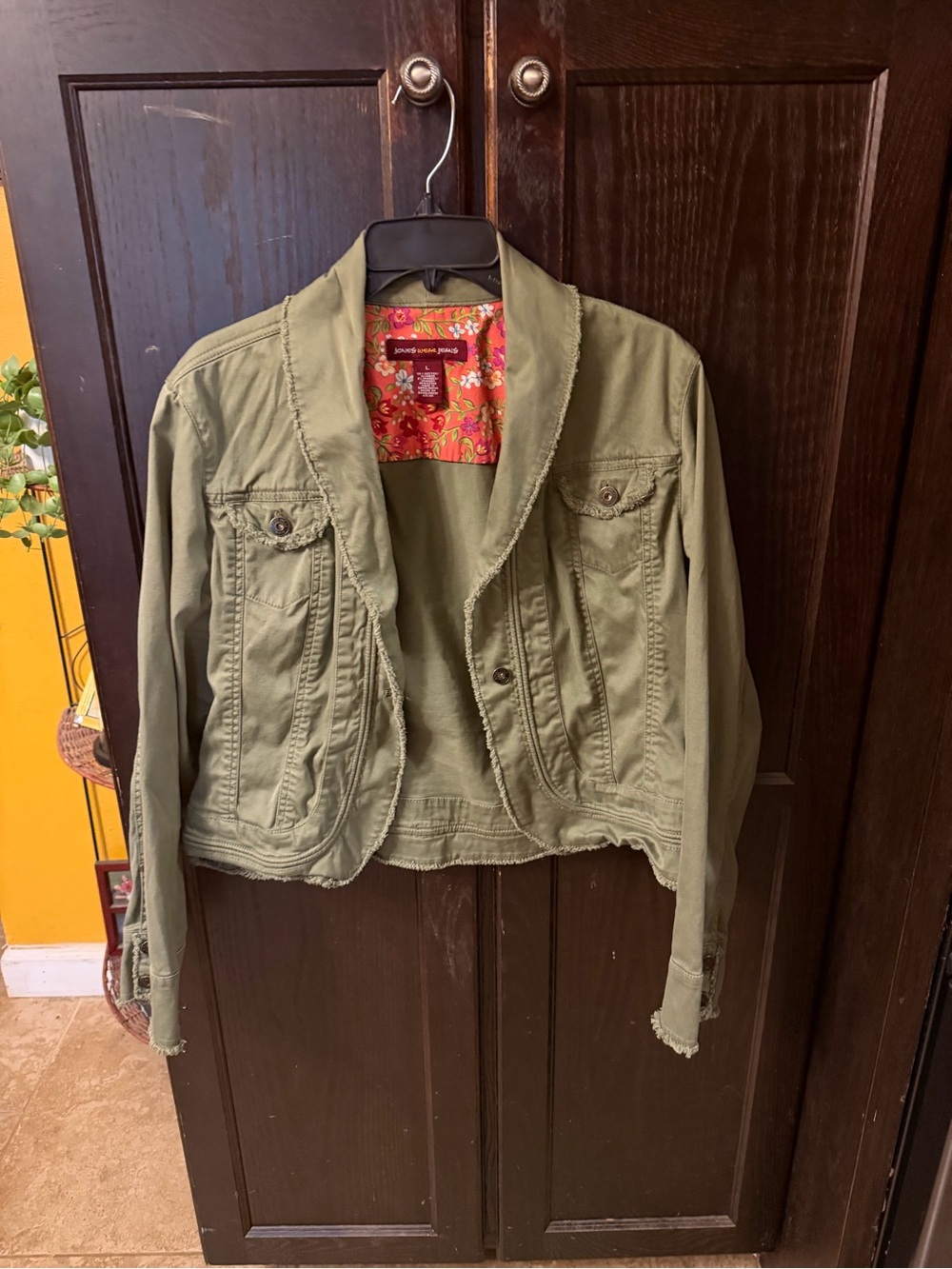 Jones New York Olive Green Cropped Utility Jacket